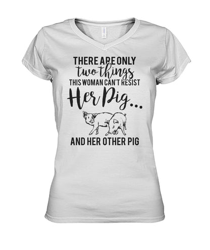 there are only two things pig  - Men's and Women's t-shirt , Vneck, Hoodies - myfunfarm - clothing acceessories shoes for cow lovers, pig, horse, cat, sheep, dog, chicken, goat farmer