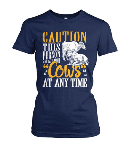 Caution this person may talk about - Men's and Women's t-shirt , Vneck, Hoodies - myfunfarm - clothing acceessories shoes for cow lovers, pig, horse, cat, sheep, dog, chicken, goat farmer