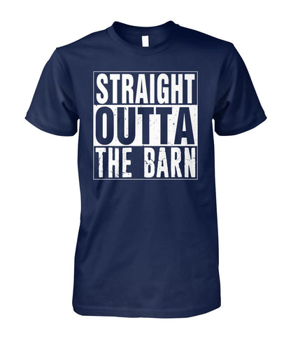 straight outta the barn  - Men's and Women's t-shirt , Vneck, Hoodies - myfunfarm - clothing acceessories shoes for cow lovers, pig, horse, cat, sheep, dog, chicken, goat farmer