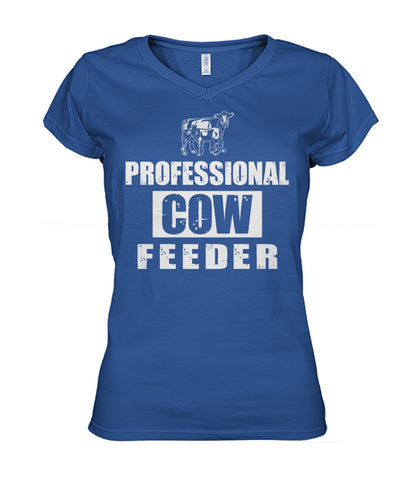 Professionnal cow feeder - Men's and Women's t-shirt , Vneck, Hoodies - myfunfarm - clothing acceessories shoes for cow lovers, pig, horse, cat, sheep, dog, chicken, goat farmer
