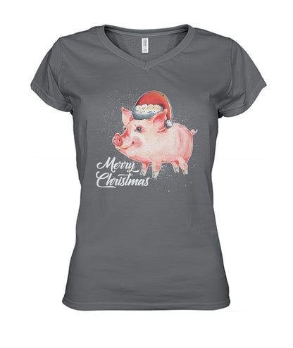 Merry christmas Pig Lovers - Men's and Women's t-shirt , Vneck, Hoodies - myfunfarm - clothing acceessories shoes for cow lovers, pig, horse, cat, sheep, dog, chicken, goat farmer