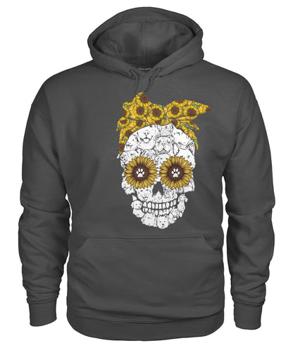 Skull sun Flowers for dog lovers - Men's and Women's t-shirt , hoodies - myfunfarm - clothing acceessories shoes for cow lovers, pig, horse, cat, sheep, dog, chicken, goat farmer