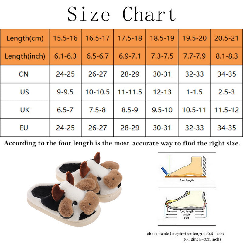 Indoor Slippers Cow Cartoon for Kids - myfunfarm