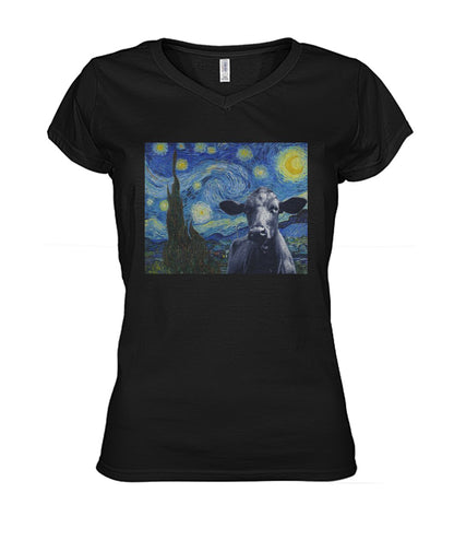 Van-gogh-painting Angus black - Men's and Women's t-shirt , Vneck, Hoodies - myfunfarm - clothing acceessories shoes for cow lovers, pig, horse, cat, sheep, dog, chicken, goat farmer