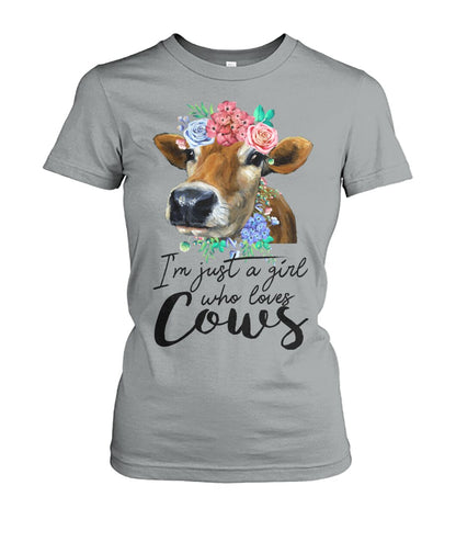 I'm just a girl who loves cows - Men's and Women's t-shirt , Vneck, Hoodies - myfunfarm - clothing acceessories shoes for cow lovers, pig, horse, cat, sheep, dog, chicken, goat farmer