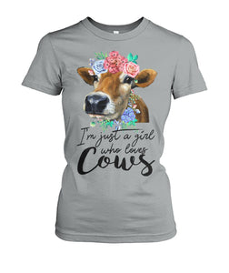 I'm just a girl who loves cows - Men's and Women's t-shirt , Vneck, Hoodies - myfunfarm - clothing acceessories shoes for cow lovers, pig, horse, cat, sheep, dog, chicken, goat farmer