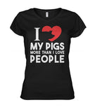 i love pig more than i love people - Men's and Women's t-shirt , Vneck, Hoodies - myfunfarm - clothing acceessories shoes for cow lovers, pig, horse, cat, sheep, dog, chicken, goat farmer