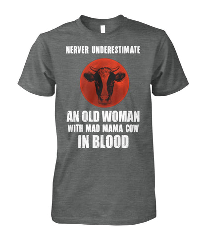 Never underestimate an old woman  - Men's and Women's t-shirt , Vneck, Hoodies - myfunfarm - clothing acceessories shoes for cow lovers, pig, horse, cat, sheep, dog, chicken, goat farmer
