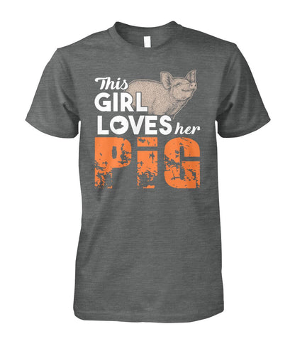 This girl loves her pigs - Men's and Women's t-shirt , Vneck, Hoodies - myfunfarm - clothing acceessories shoes for cow lovers, pig, horse, cat, sheep, dog, chicken, goat farmer