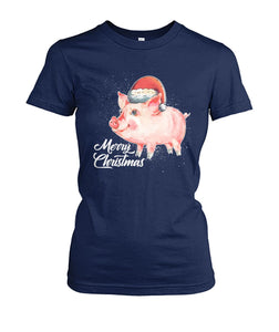 Merry christmas Pig Lovers - Men's and Women's t-shirt , Vneck, Hoodies - myfunfarm - clothing acceessories shoes for cow lovers, pig, horse, cat, sheep, dog, chicken, goat farmer