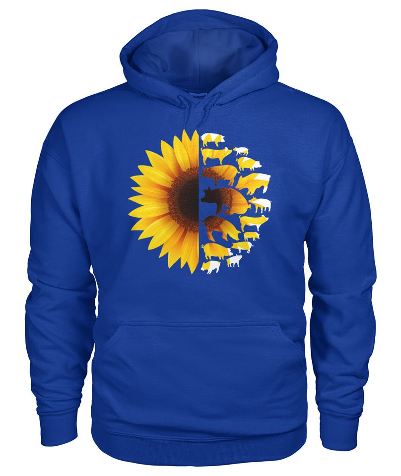 Sunflowers Pig - Men's and Women's t-shirt , Vneck, Hoodies - myfunfarm - clothing acceessories shoes for cow lovers, pig, horse, cat, sheep, dog, chicken, goat farmer