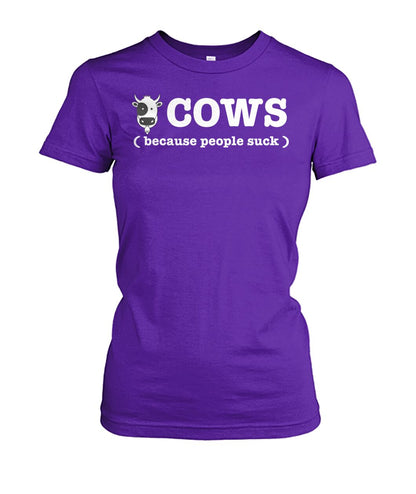Cow because people suck - Men's and Women's t-shirt , Vneck, Hoodies - myfunfarm - clothing acceessories shoes for cow lovers, pig, horse, cat, sheep, dog, chicken, goat farmer