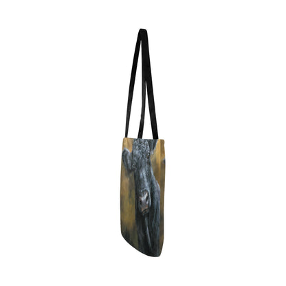 Angus cattle painting print Tote bag Reusable Shopping Bag Model 1660 (Two sides) - myfunfarm - clothing acceessories shoes for cow lovers, pig, horse, cat, sheep, dog, chicken, goat farmer