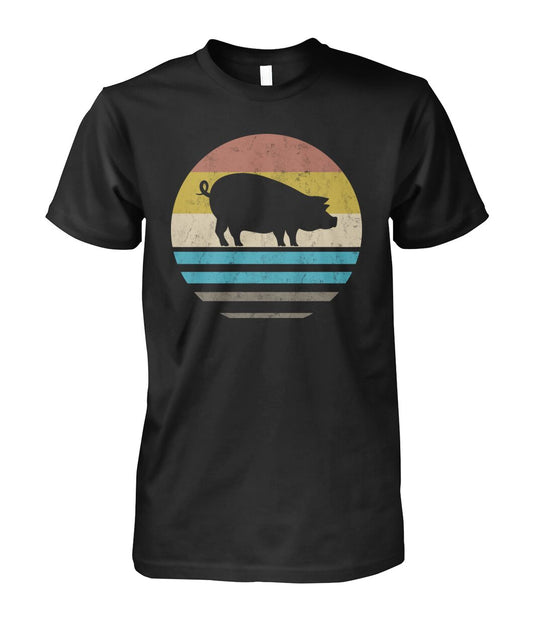 Vintage print pig - Men's and Women's t-shirt , Vneck, Hoodies - myfunfarm - clothing acceessories shoes for cow lovers, pig, horse, cat, sheep, dog, chicken, goat farmer