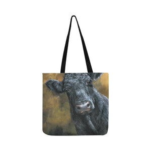 Angus cattle painting print Tote bag Reusable Shopping Bag Model 1660 (Two sides) - myfunfarm - clothing acceessories shoes for cow lovers, pig, horse, cat, sheep, dog, chicken, goat farmer