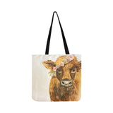 Cute highland cattle print Tote bag sk00020 Reusable Shopping Bag Model 1660 (Two sides) - myfunfarm - clothing acceessories shoes for cow lovers, pig, horse, cat, sheep, dog, chicken, goat farmer