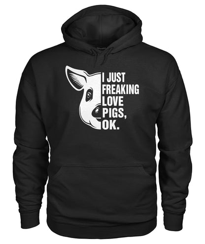 i just freaking love pig, ok - Men's and Women's t-shirt , Vneck, Hoodies - myfunfarm - clothing acceessories shoes for cow lovers, pig, horse, cat, sheep, dog, chicken, goat farmer