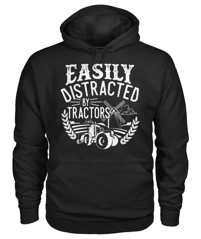 Easily distracted by tractors - Men's and Women's t-shirt , Vneck, Hoodies - myfunfarm - clothing acceessories shoes for cow lovers, pig, horse, cat, sheep, dog, chicken, goat farmer