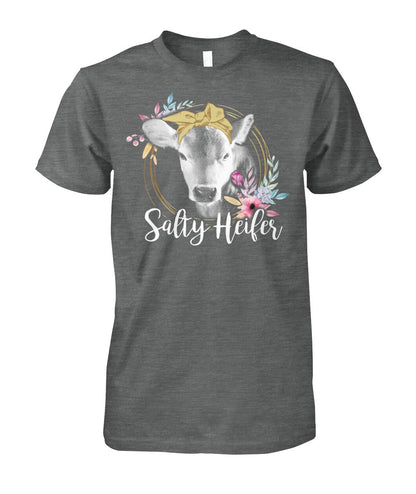 Salty heifer  - Men's and Women's t-shirt , Vneck, Hoodies - myfunfarm - clothing acceessories shoes for cow lovers, pig, horse, cat, sheep, dog, chicken, goat farmer