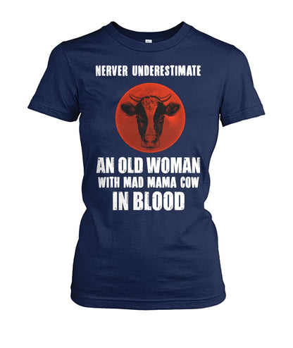 Never underestimate an old woman  - Men's and Women's t-shirt , Vneck, Hoodies - myfunfarm - clothing acceessories shoes for cow lovers, pig, horse, cat, sheep, dog, chicken, goat farmer