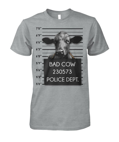 Bad cow - Men's and Women's t-shirt , Vneck, Hoodies - myfunfarm - clothing acceessories shoes for cow lovers, pig, horse, cat, sheep, dog, chicken, goat farmer