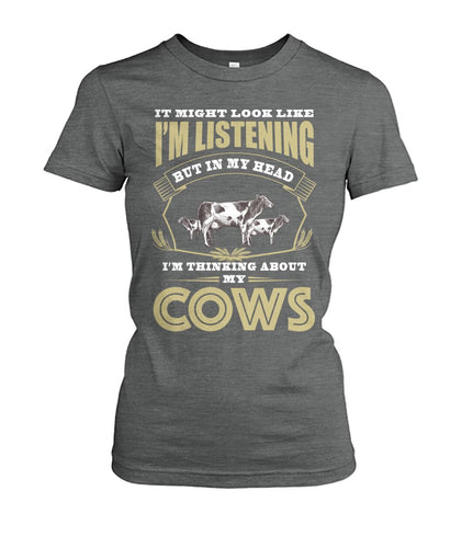 i might look like i'm listening  - Men's and Women's t-shirt , Vneck, Hoodies - myfunfarm - clothing acceessories shoes for cow lovers, pig, horse, cat, sheep, dog, chicken, goat farmer