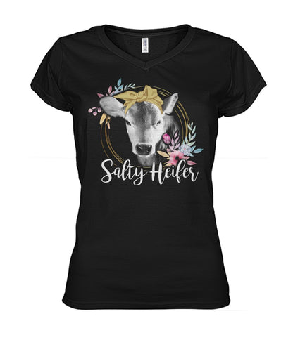 Salty heifer  - Men's and Women's t-shirt , Vneck, Hoodies - myfunfarm - clothing acceessories shoes for cow lovers, pig, horse, cat, sheep, dog, chicken, goat farmer