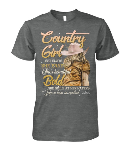 country girl she slays she prays shes beautiful - unisex  t-shirt , Hoodies