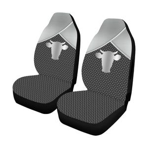 Cow logo Metal style - Car Seat Covers (Set of 2)  Airbag Compatible or Not - myfunfarm - clothing acceessories shoes for cow lovers, pig, horse, cat, sheep, dog, chicken, goat farmer