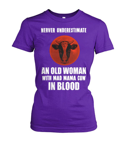 Never underestimate an old woman  - Men's and Women's t-shirt , Vneck, Hoodies - myfunfarm - clothing acceessories shoes for cow lovers, pig, horse, cat, sheep, dog, chicken, goat farmer