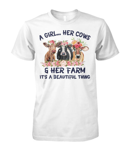 A girl ... Her cows and Her Farm - Unisex t-shirt , Hoodies
