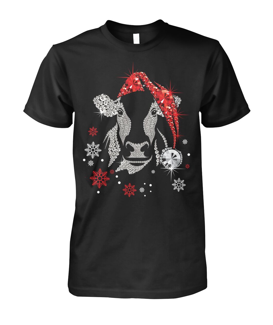 cow diamond fake christmas  - Men's and Women's t-shirt , Vneck, Hoodies - myfunfarm - clothing acceessories shoes for cow lovers, pig, horse, cat, sheep, dog, chicken, goat farmer