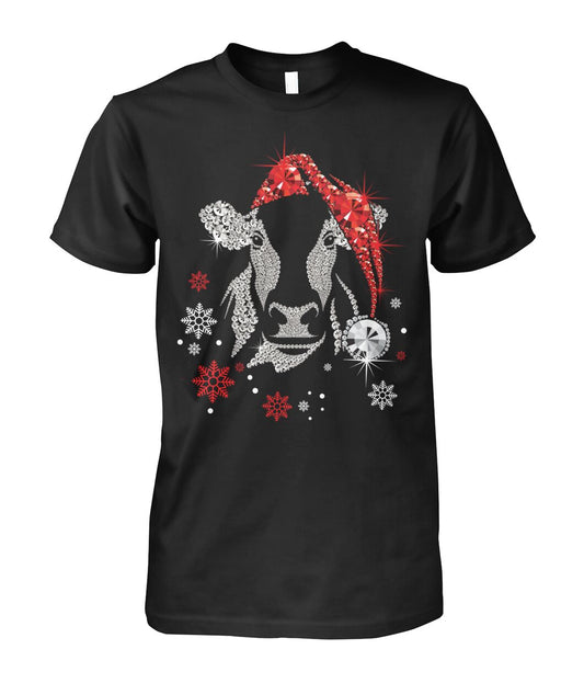 cow diamond fake christmas  - Men's and Women's t-shirt , Vneck, Hoodies - myfunfarm - clothing acceessories shoes for cow lovers, pig, horse, cat, sheep, dog, chicken, goat farmer