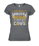 i just want drink with my cows  - Men's and Women's t-shirt , Vneck, Hoodies - myfunfarm - clothing acceessories shoes for cow lovers, pig, horse, cat, sheep, dog, chicken, goat farmer