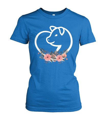 Heart flowers Pig - Men's and Women's t-shirt , Vneck, Hoodies - myfunfarm - clothing acceessories shoes for cow lovers, pig, horse, cat, sheep, dog, chicken, goat farmer