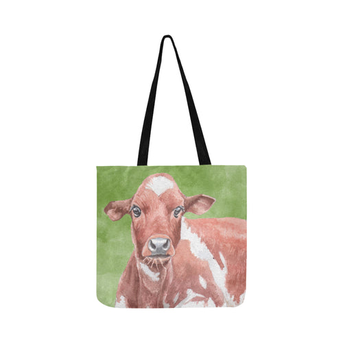 Cute cow painting print Tote bag sk00010 Reusable Shopping Bag Model 1660 (Two sides) - myfunfarm - clothing acceessories shoes for cow lovers, pig, horse, cat, sheep, dog, chicken, goat farmer