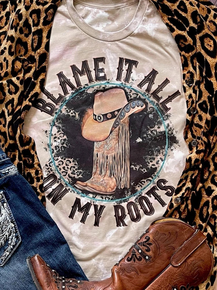 Blame It All On My Roots T-Shirts Western Country Music Lover - myfunfarm