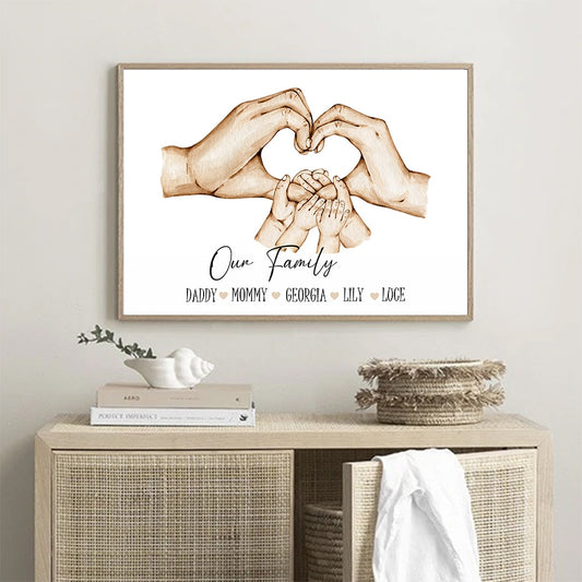 Personalised Family Names Canvas Painting Wall Art Home Decor Gift - No frame