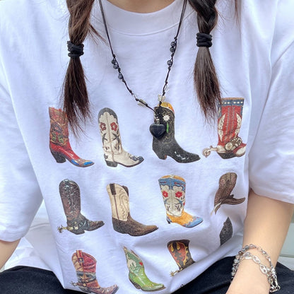 Boot Western T Shirt Cowgirl Cowboy Cute Graphic Hippie - myfunfarm