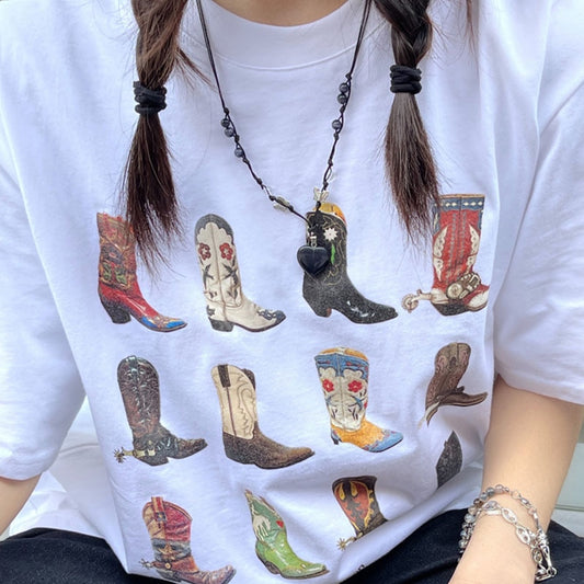 Boot Western T Shirt Cowgirl Cowboy Cute Graphic Hippie - myfunfarm