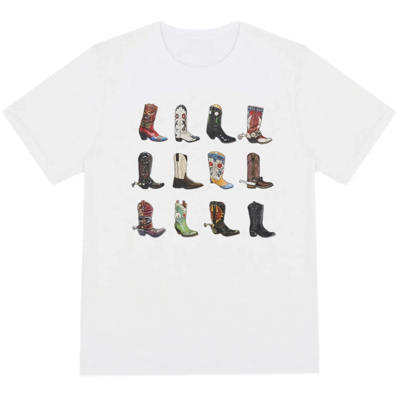 Boot Western T Shirt Cowgirl Cowboy Cute Graphic Hippie - myfunfarm