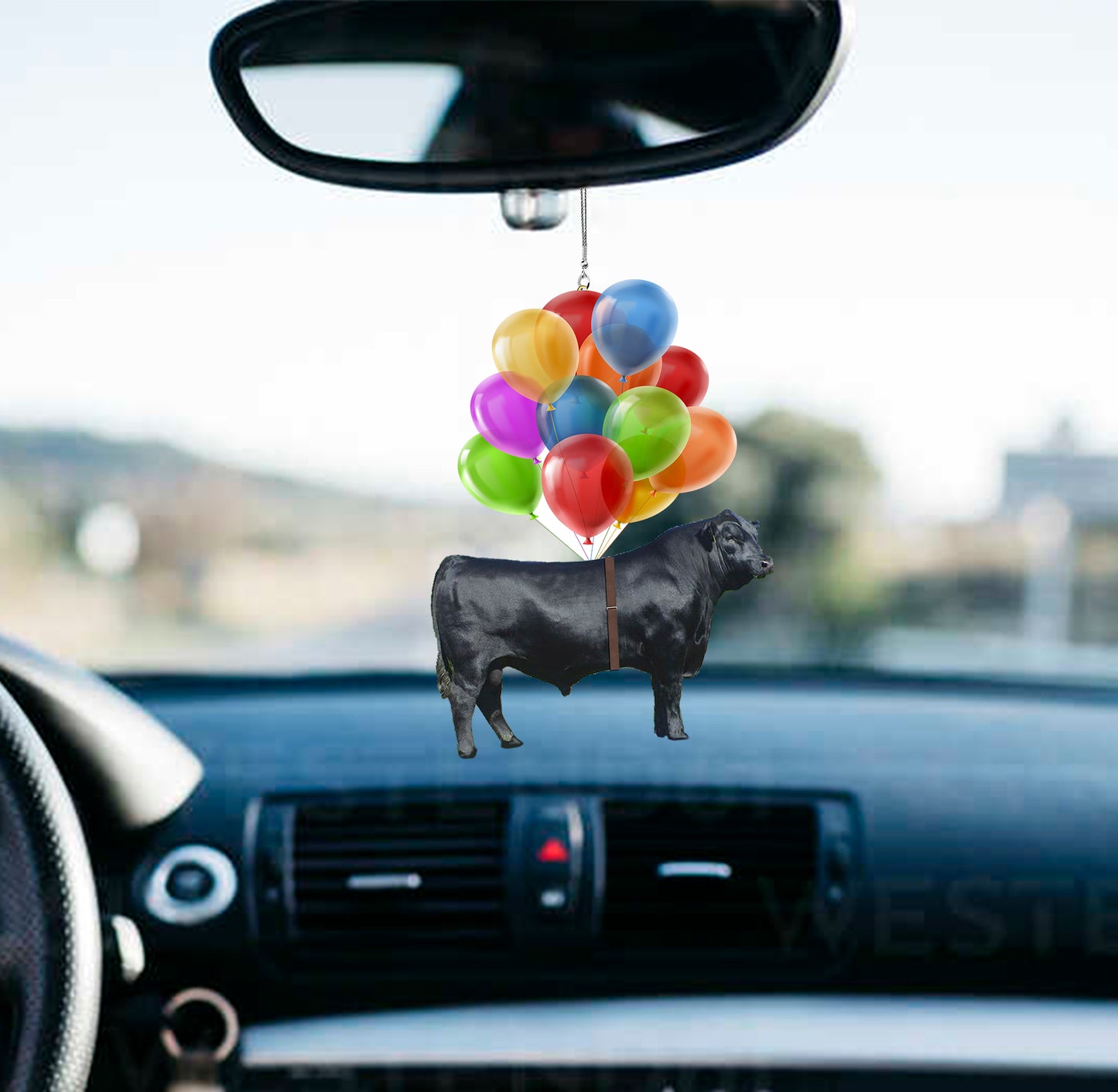 Cattle breeds Fly With Bubbles Car Hanging Ornament-2D Effect