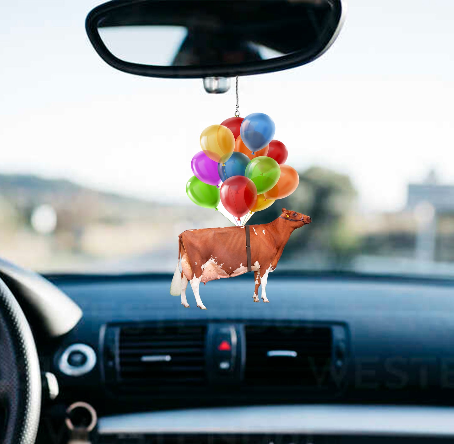 Cattle breeds Fly With Bubbles Car Hanging Ornament-2D Effect