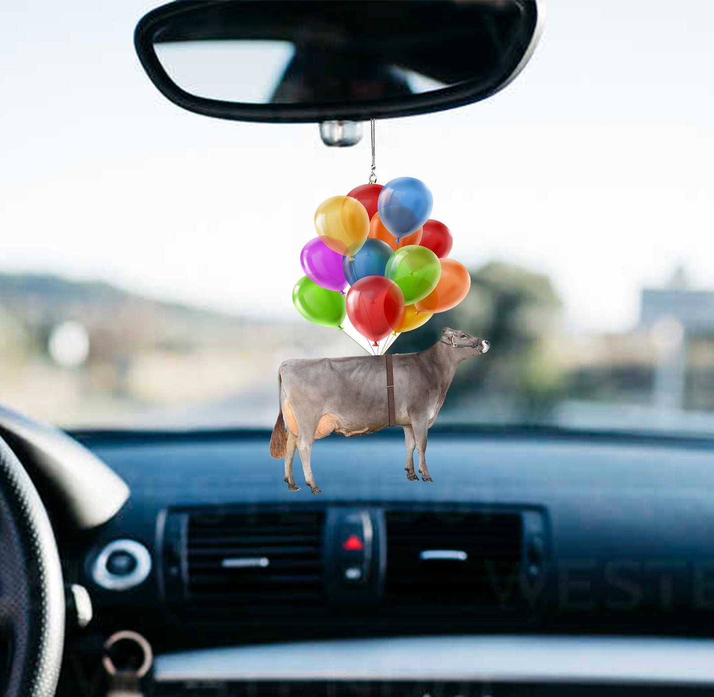 Cattle breeds Fly With Bubbles Car Hanging Ornament-2D Effect