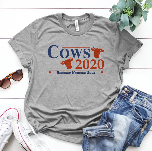 Cows 2020 because humans suck  - Men's and Women's t-shirt , Hoodies - myfunfarm