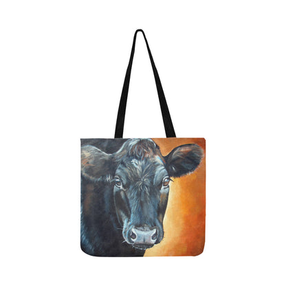 Angus cattle painting print sk00002 Tote bag Reusable Shopping Bag Model 1660 (Two sides) - myfunfarm - clothing acceessories shoes for cow lovers, pig, horse, cat, sheep, dog, chicken, goat farmer