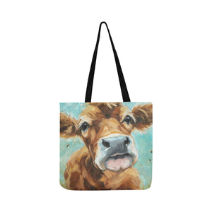 Cute cow painting print tote bag sk00011 Reusable Shopping Bag Model 1660 (Two sides) - myfunfarm - clothing acceessories shoes for cow lovers, pig, horse, cat, sheep, dog, chicken, goat farmer