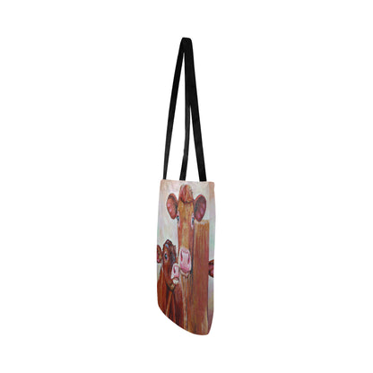 Baby and Mom Cow painting print sk00005 Tote bag Reusable Shopping Bag Model 1660 (Two sides) - myfunfarm - clothing acceessories shoes for cow lovers, pig, horse, cat, sheep, dog, chicken, goat farmer
