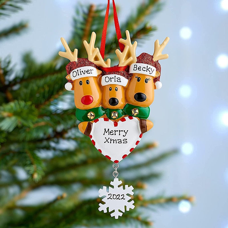 Personalized Family Christmas Tree Ornament Cute Deer - myfunfarm
