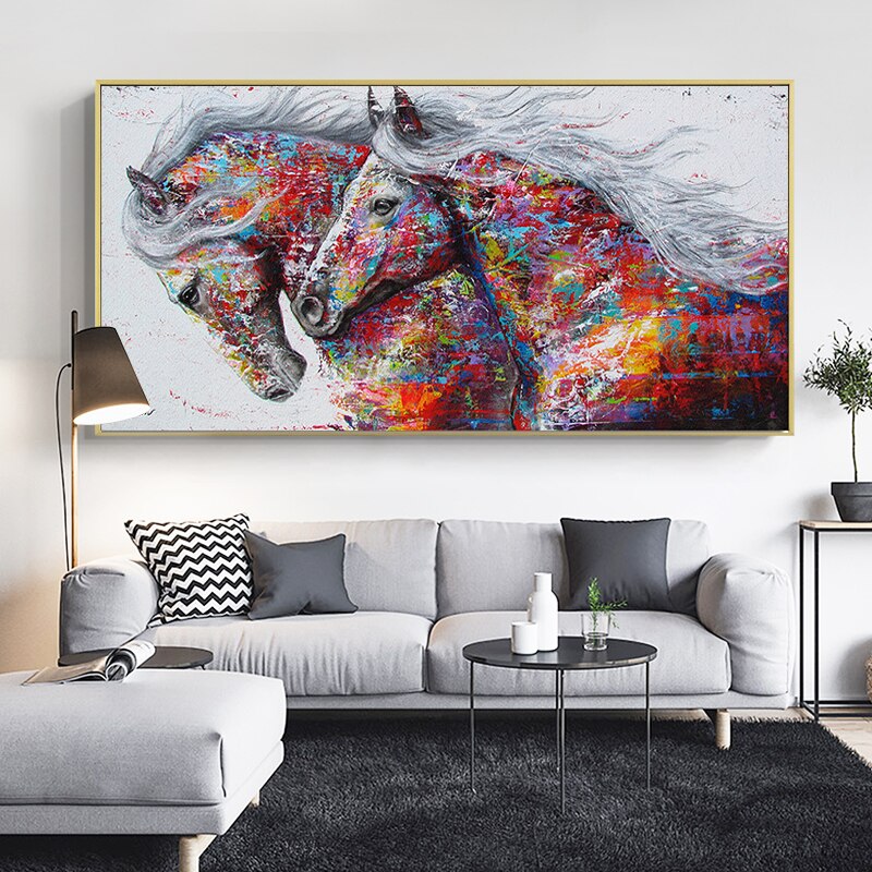 Art Two Running Horses Canvas Painting home decor - myfunfarm